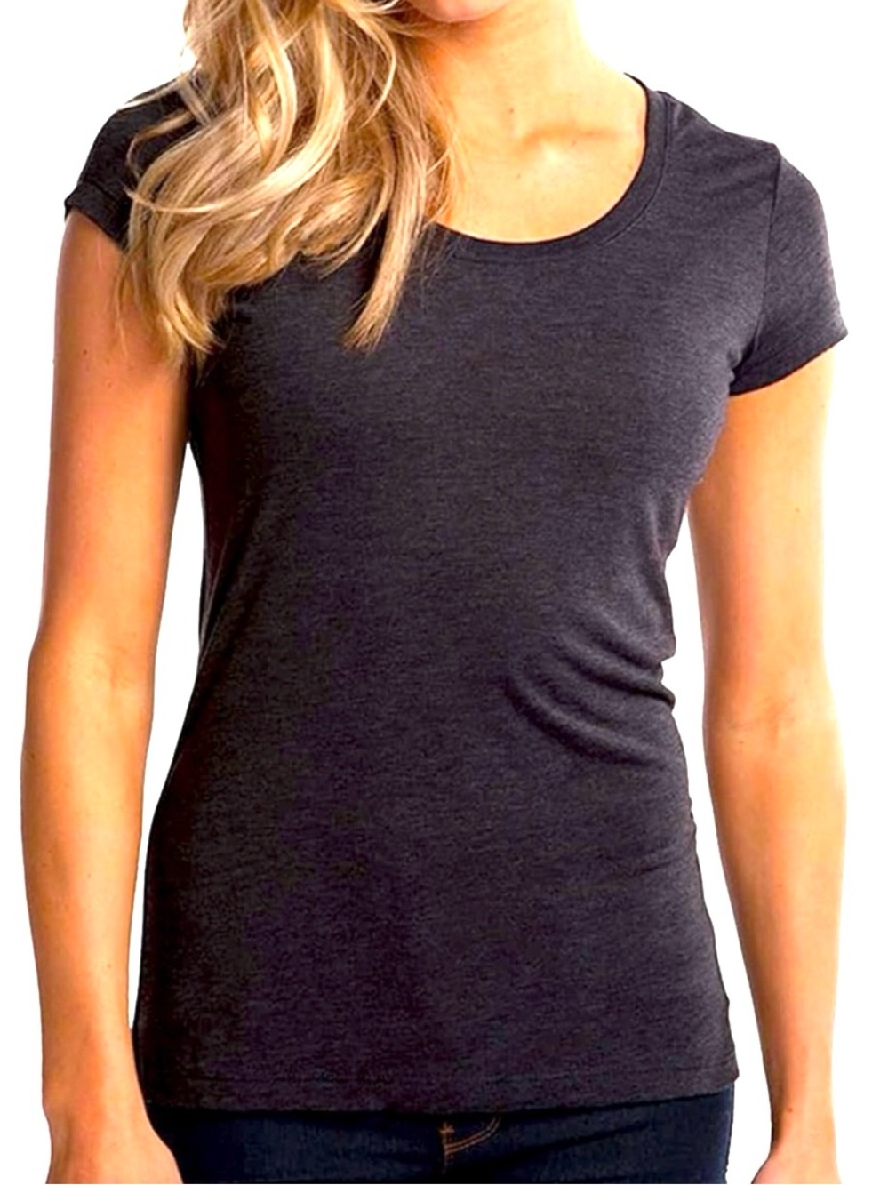 Cariloha Bamboo Scoop Neck Short Sleeve Tee  Charcoal Heather Breathable-Medium